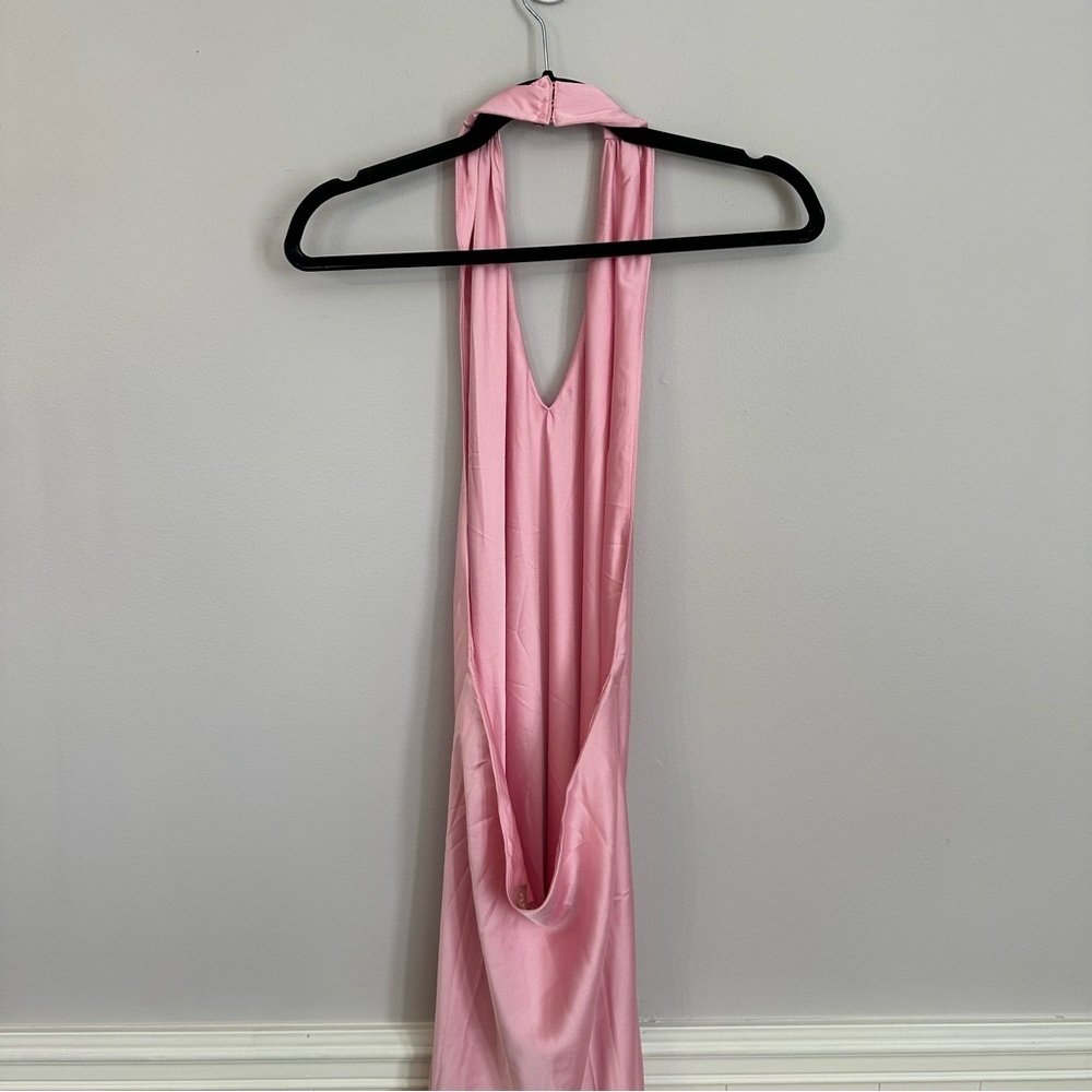 Show me your MuMu Women’s Pink Jasmine Halter V-Neck Maxi Dress Sz M NWOT - Picture 7 of 7